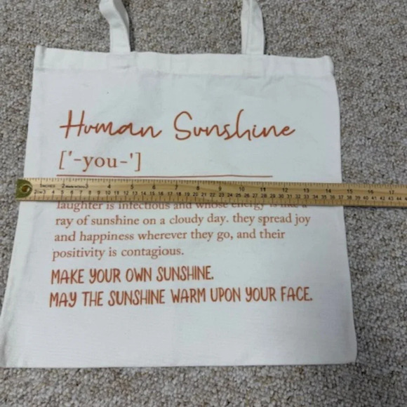Tote Bag Human Sunshine Canvas Tote Spread Light Shoulder Bag Farmers Market - Picture 3 of 6